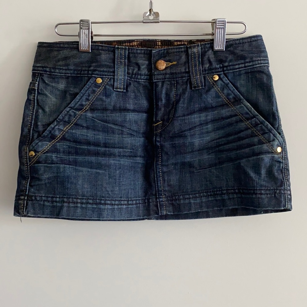 Jean mini skirt with gold buttons from Express